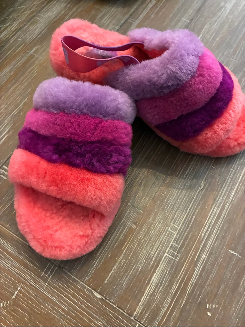 Ugg Cozy Fuzzy Layered Slide Slippers in Pink & Purple - Women's Plush Comfort